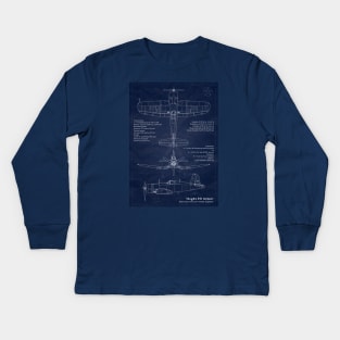 F4U Corsair Blueprint Kids Long Sleeve T-Shirt